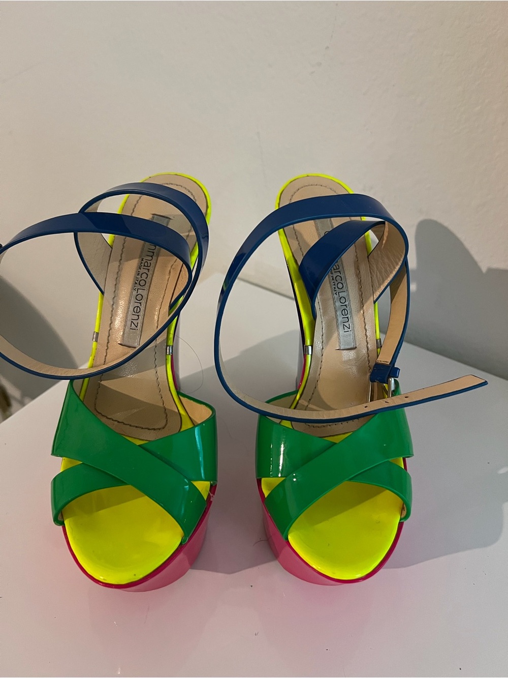Women's Multicolor Patent Platform Sandal - Blue, Green, Pink Gianmarco Lorenzi - Picture 9 of 9